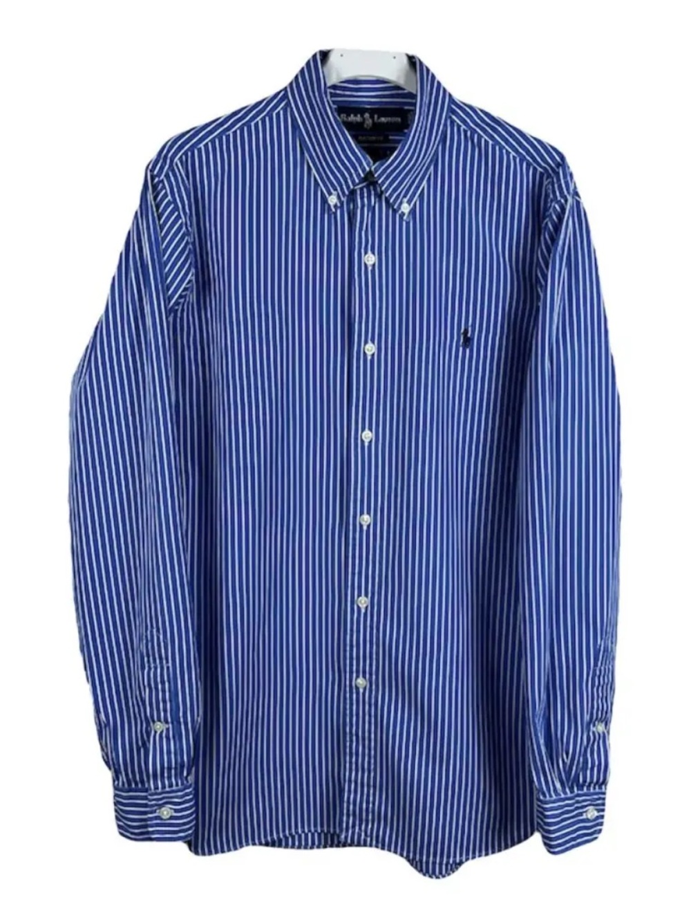 Ralph Lauren Blue and White Vertical Stripe Button-Down Shirt